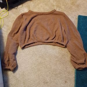 Buff bunny fuzzy long-sleeved crop top